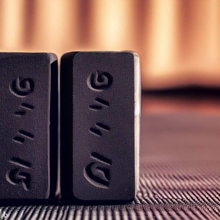 two black yoga blocks on a yoga mat