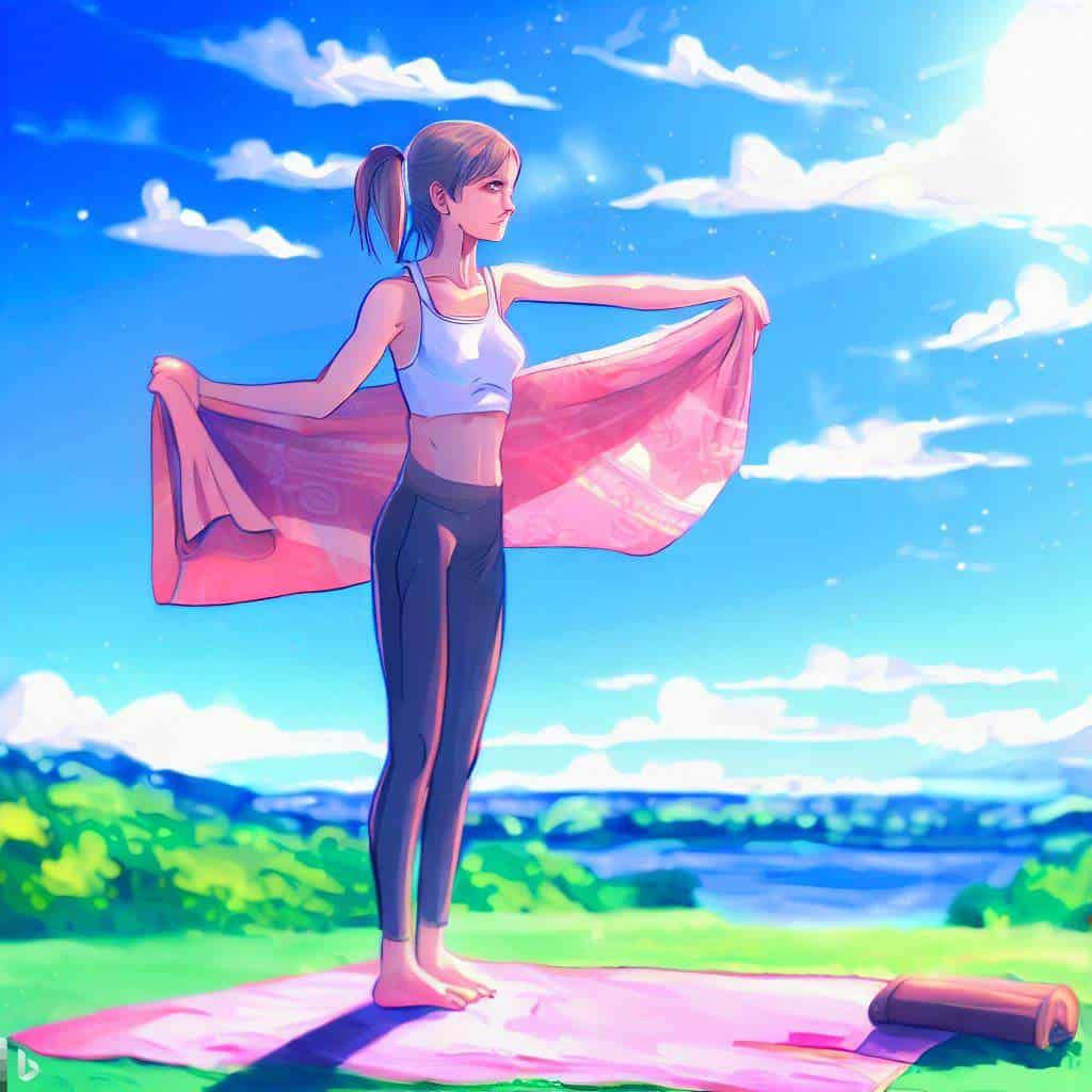 young woman on a yoga mat in the sun