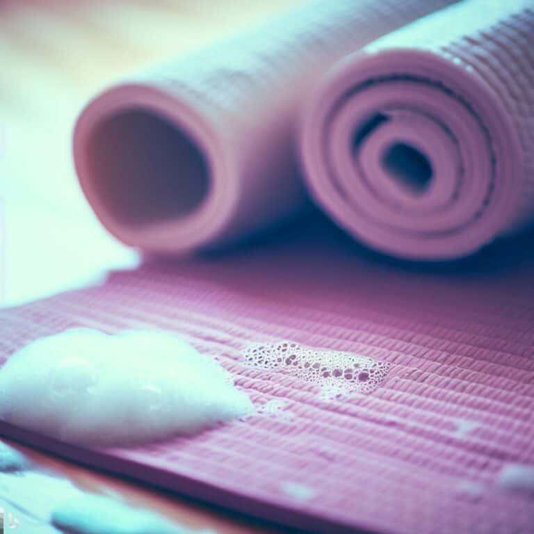 gros plan d'une mousse sur un tapis de yoga