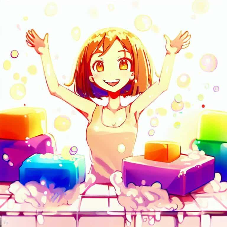رسم لامرأة شابة تقوم بسعادة بتنظيف كتل اليوغا