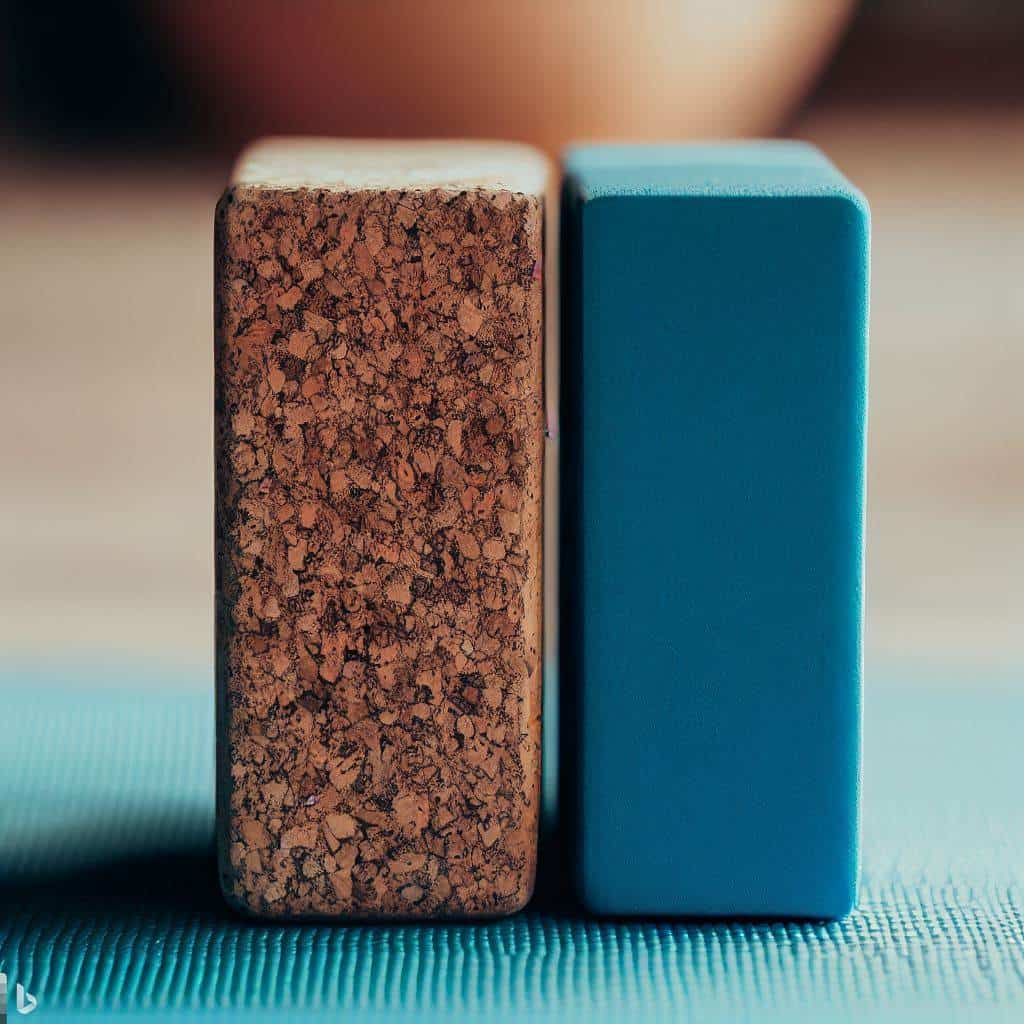 deux blocs de yoga sur un tapis de yoga