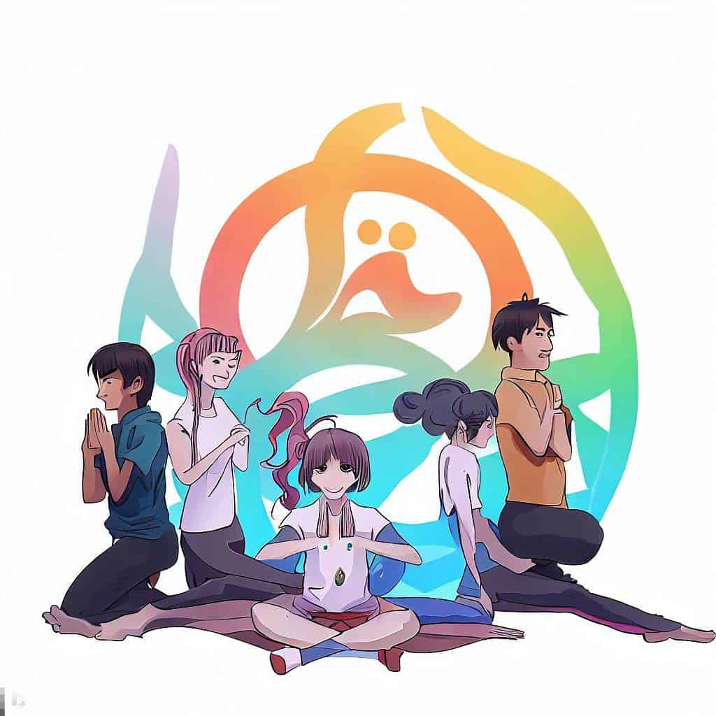 Grupo de personas haciendo yoga y meditación.