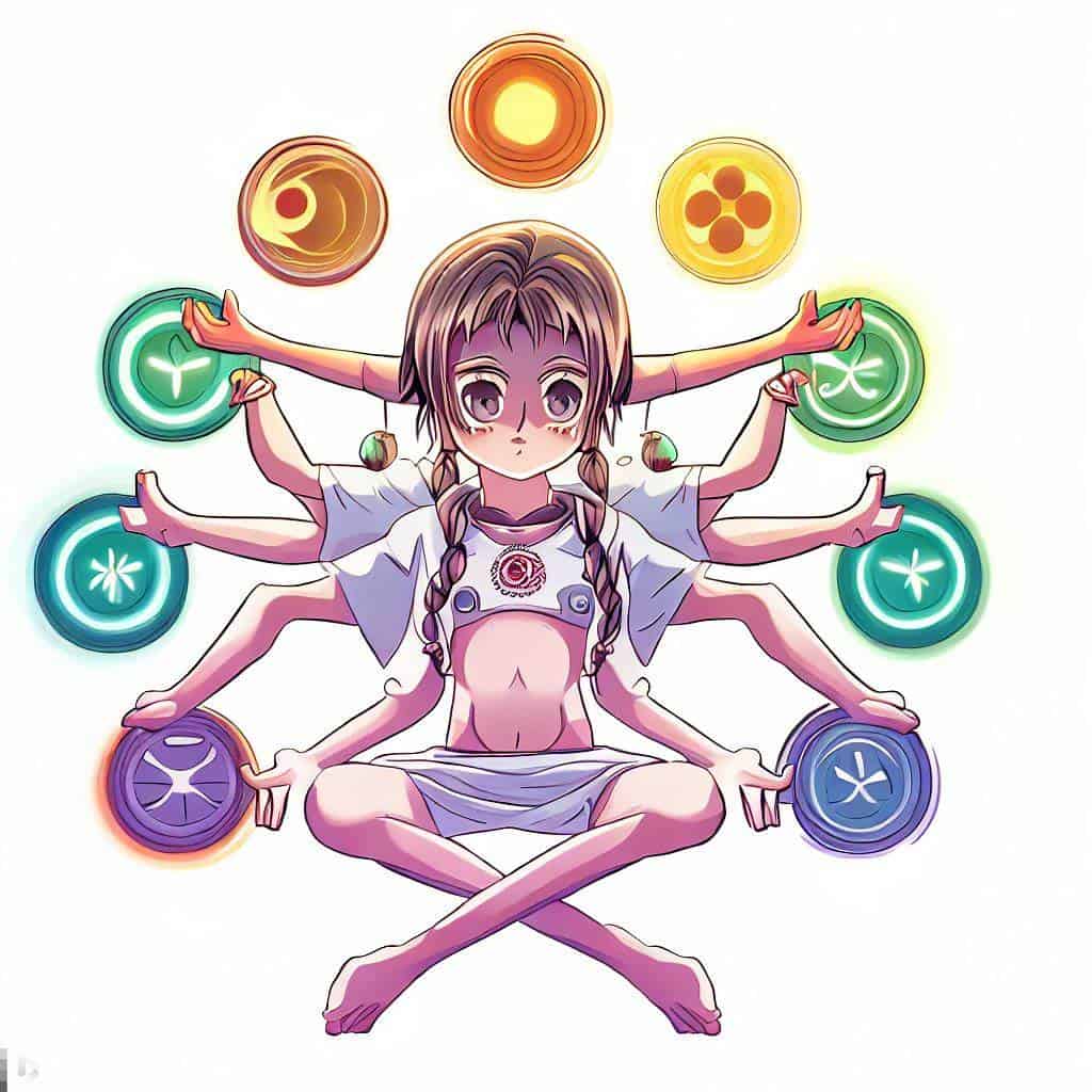 Ilustrasi anime 8 Tungkai Yoga Ashtanga